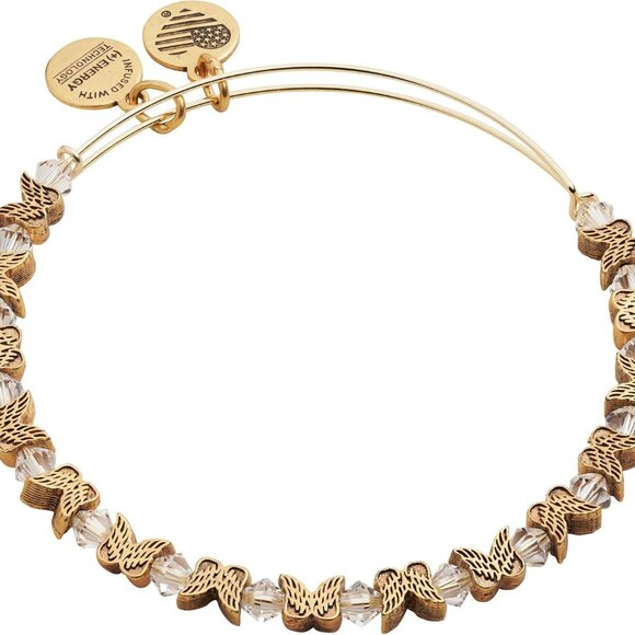 Angel Wing Beaded Bracelet Gold Tone Adjustable Girl Women Jewelry - Picture 1 of 3